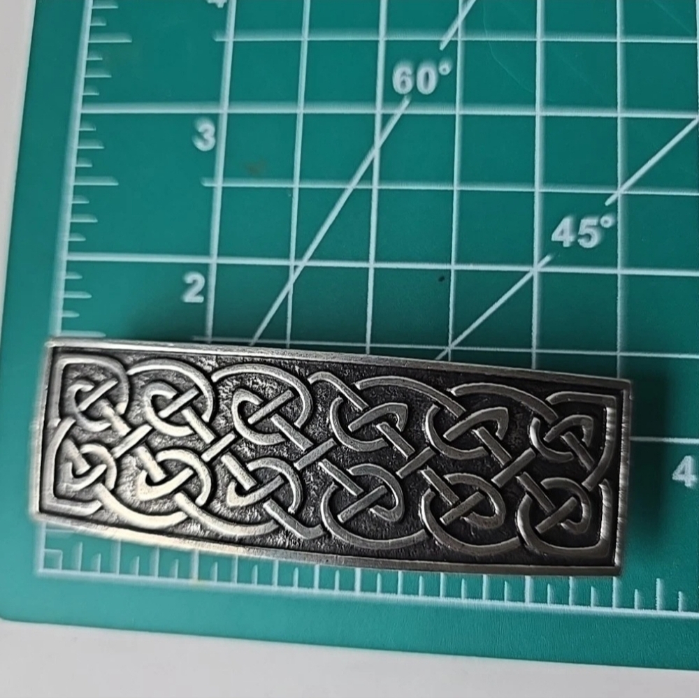 Pewter Celtic Knots Barrette Hair Pin Made In France - Picture 3 of 3